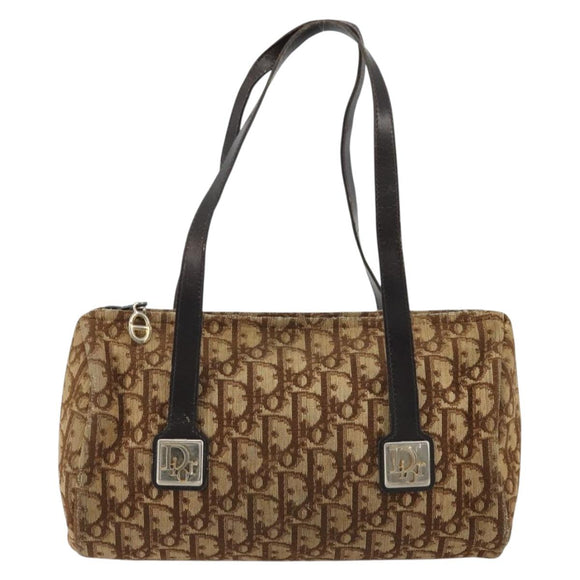 Christian Dior Trotter Canvas Hand Bag Gold Brown Auth 175171