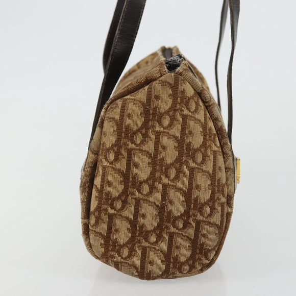 Christian Dior Trotter Canvas Hand Bag Gold Brown Auth 175171