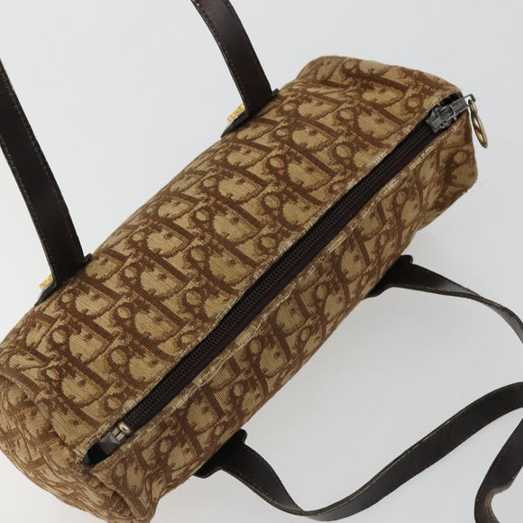 Christian Dior Trotter Canvas Hand Bag Gold Brown Auth 175171