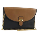 Christian Dior Chain Shoulder Bag Leather Black Gold Auth 175172-1