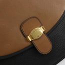 Christian Dior Chain Shoulder Bag Leather Black Gold Auth 175172-14