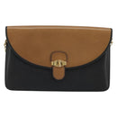 Christian Dior Chain Shoulder Bag Leather Black Gold Auth 175172-2