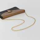 Christian Dior Chain Shoulder Bag Leather Black Gold Auth 175172-7