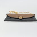 Christian Dior Chain Shoulder Bag Leather Black Gold Auth 175172-9