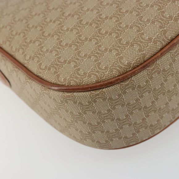 CELINE Macadam Canvas Shoulder Bag PVC Beige Gold Auth 175173