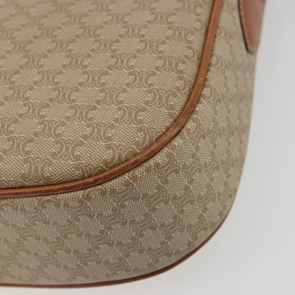 CELINE Macadam Canvas Shoulder Bag PVC Beige Gold Auth 175173