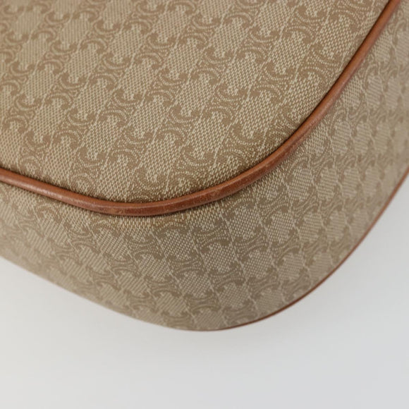 CELINE Macadam Canvas Shoulder Bag PVC Beige Gold Auth 175173