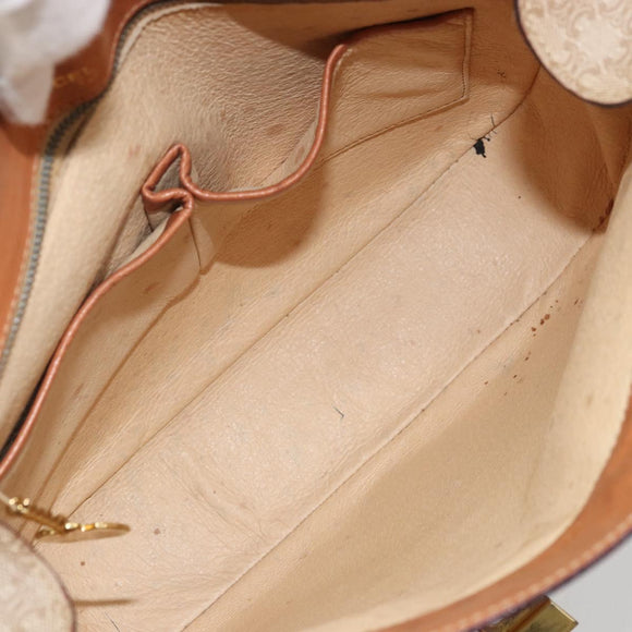 CELINE Macadam Canvas Shoulder Bag PVC Beige Gold Auth 175173