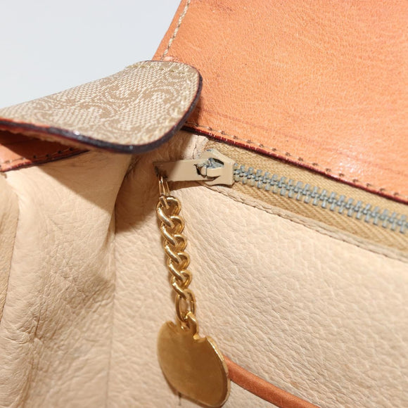 CELINE Macadam Canvas Shoulder Bag PVC Beige Gold Auth 175173