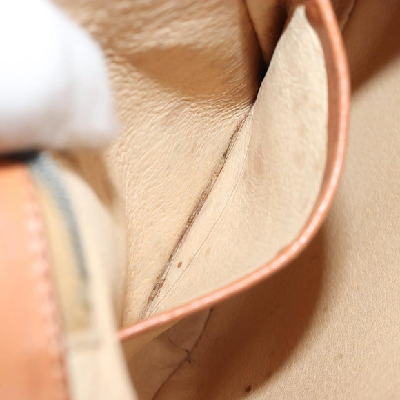 CELINE Macadam Canvas Shoulder Bag PVC Beige Gold Auth 175173