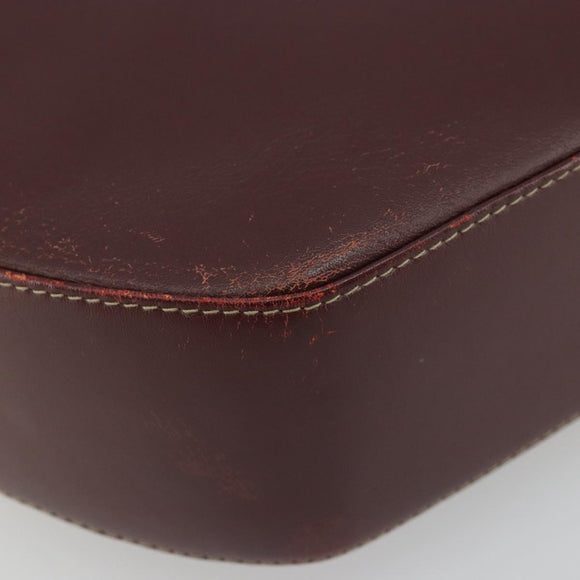 CARTIER Must Line Shoulder Bag Leather Bordeaux Gold Auth 175174