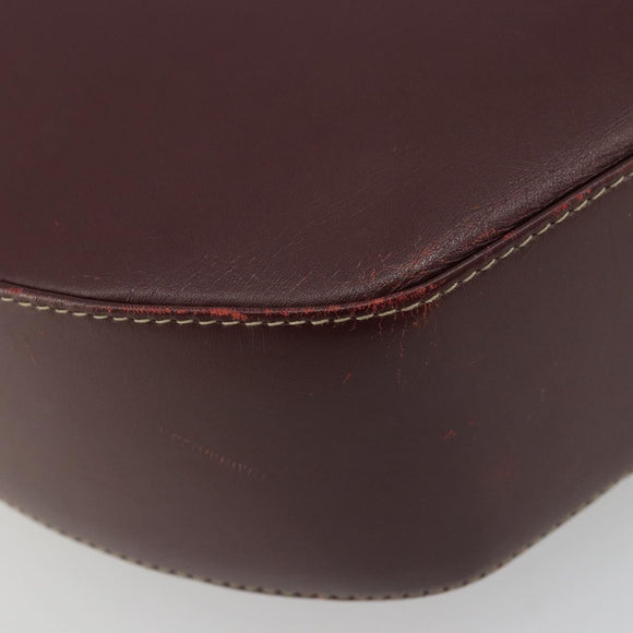 CARTIER Must Line Shoulder Bag Leather Bordeaux Gold Auth 175174