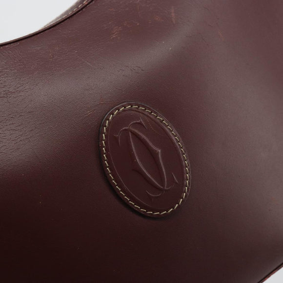 CARTIER Must Line Shoulder Bag Leather Bordeaux Gold Auth 175174