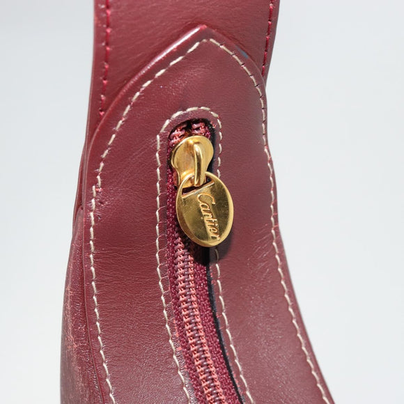 CARTIER Must Line Shoulder Bag Leather Bordeaux Gold Auth 175174