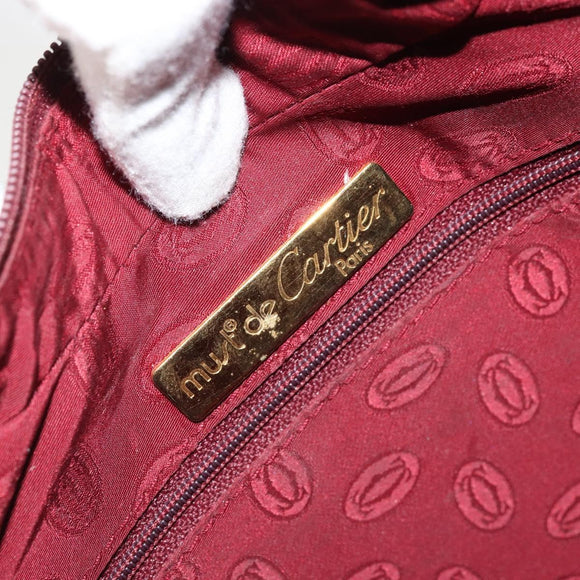 CARTIER Must Line Shoulder Bag Leather Bordeaux Gold Auth 175174