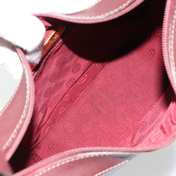 CARTIER Must Line Shoulder Bag Leather Bordeaux Gold Auth 175174