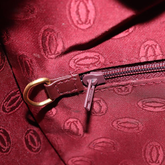 CARTIER Must Line Shoulder Bag Leather Bordeaux Gold Auth 175174
