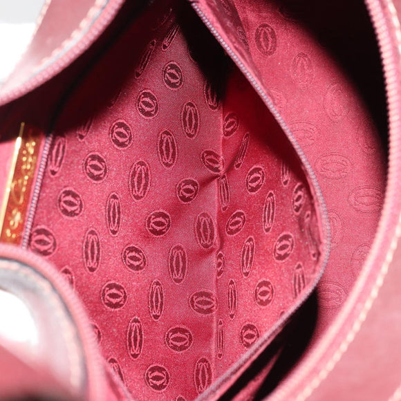 CARTIER Must Line Shoulder Bag Leather Bordeaux Gold Auth 175174