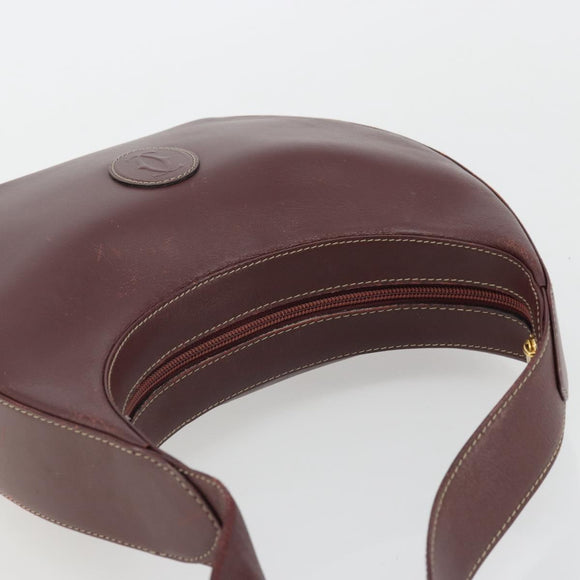 CARTIER Must Line Shoulder Bag Leather Bordeaux Gold Auth 175174