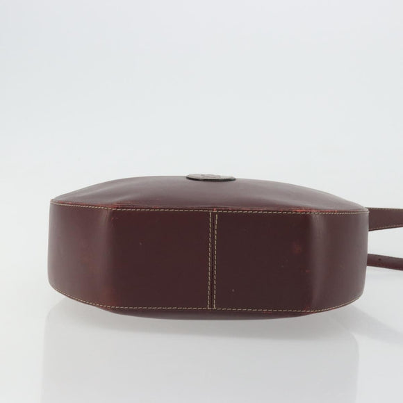 CARTIER Must Line Shoulder Bag Leather Bordeaux Gold Auth 175174