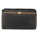 Christian Dior Honeycomb Canvas Clutch Bag PVC Black Gold Auth 175176-13