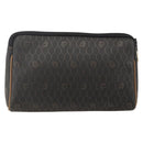 Christian Dior Honeycomb Canvas Clutch Bag PVC Black Gold Auth 175176-2