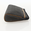 Christian Dior Honeycomb Canvas Clutch Bag PVC Black Gold Auth 175176-4