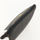 Christian Dior Honeycomb Canvas Clutch Bag PVC Black Gold Auth 175176-5