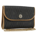 Christian Dior Honeycomb Canvas Chain Shoulder Bag PVC Black Gold Auth 175177-1