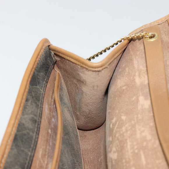 Christian Dior Honeycomb Canvas Chain Shoulder Bag PVC Black Gold Auth 175177