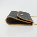Christian Dior Honeycomb Canvas Chain Shoulder Bag PVC Black Gold Auth 175177-4