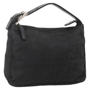 FENDI Zucca Canvas Hand Pouch Nylon Black Silver Auth 175178