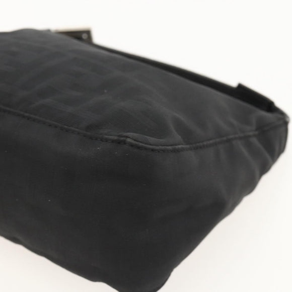 FENDI Zucca Canvas Hand Pouch Nylon Black Silver Auth 175178