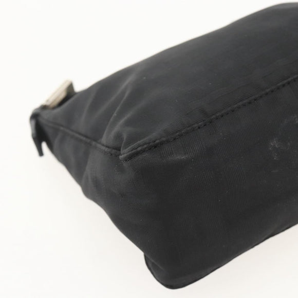 FENDI Zucca Canvas Hand Pouch Nylon Black Silver Auth 175178