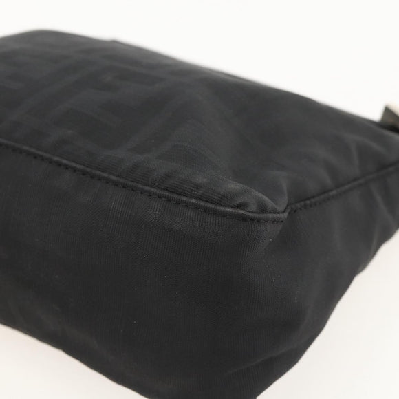 FENDI Zucca Canvas Hand Pouch Nylon Black Silver Auth 175178