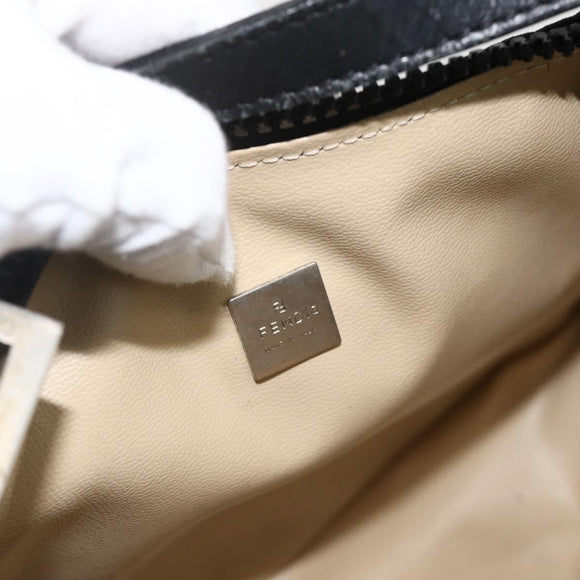 FENDI Zucca Canvas Hand Pouch Nylon Black Silver Auth 175178
