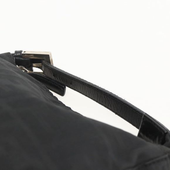 FENDI Zucca Canvas Hand Pouch Nylon Black Silver Auth 175178