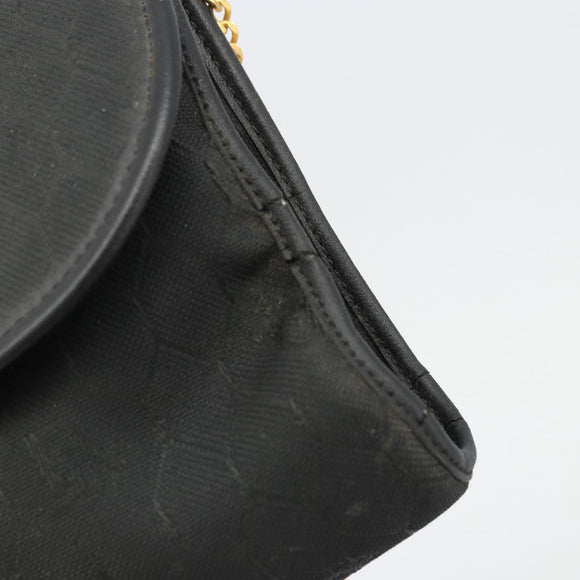Christian Dior Honeycomb Canvas Chain Shoulder Bag Black Gold Auth 175179