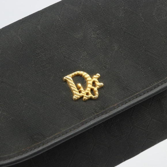 Christian Dior Honeycomb Canvas Chain Shoulder Bag Black Gold Auth 175179