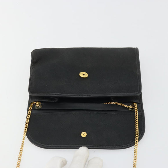 Christian Dior Honeycomb Canvas Chain Shoulder Bag Black Gold Auth 175179