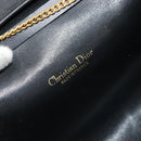 Christian Dior Honeycomb Canvas Chain Shoulder Bag Black Gold Auth 175179-18