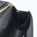 Christian Dior Honeycomb Canvas Chain Shoulder Bag Black Gold Auth 175179-19