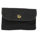 Christian Dior Honeycomb Canvas Chain Shoulder Bag Black Gold Auth 175179-13