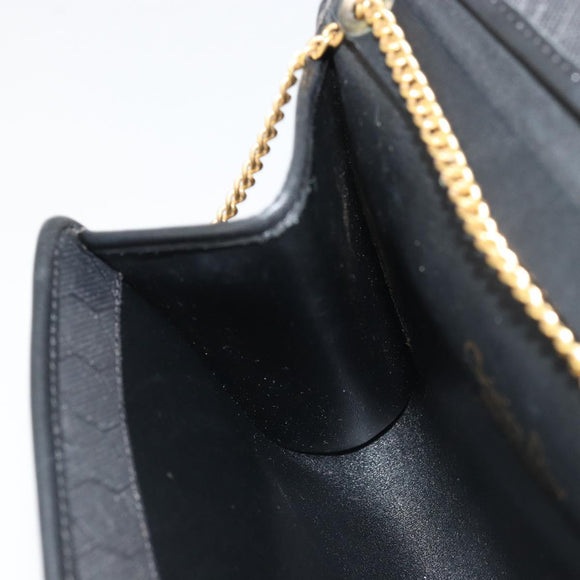 Christian Dior Honeycomb Canvas Chain Shoulder Bag Black Gold Auth 175179