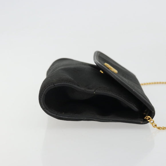 Christian Dior Honeycomb Canvas Chain Shoulder Bag Black Gold Auth 175179