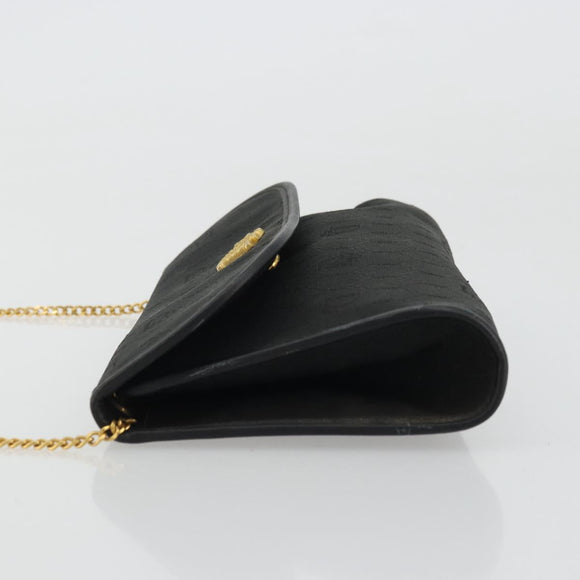 Christian Dior Honeycomb Canvas Chain Shoulder Bag Black Gold Auth 175179