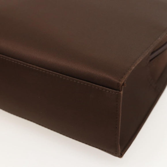 SAINT LAURENT Hand Bag Nylon Brown Silver Auth 175180