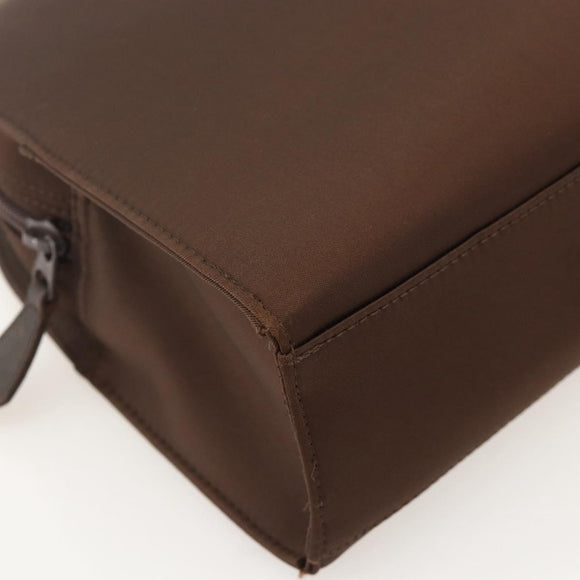 SAINT LAURENT Hand Bag Nylon Brown Silver Auth 175180