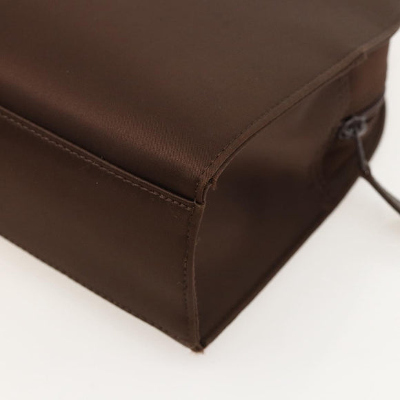 SAINT LAURENT Hand Bag Nylon Brown Silver Auth 175180