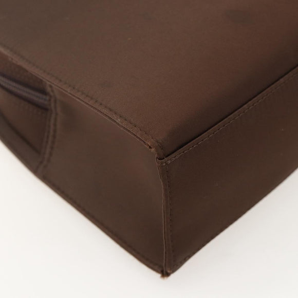 SAINT LAURENT Hand Bag Nylon Brown Silver Auth 175180